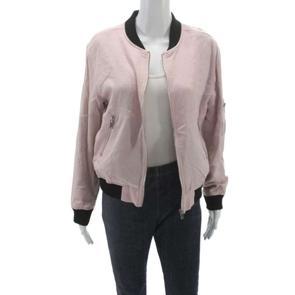 Rebel Wilson x Angels Womens Pink Lyocell Bomber Jacket Zip Size S